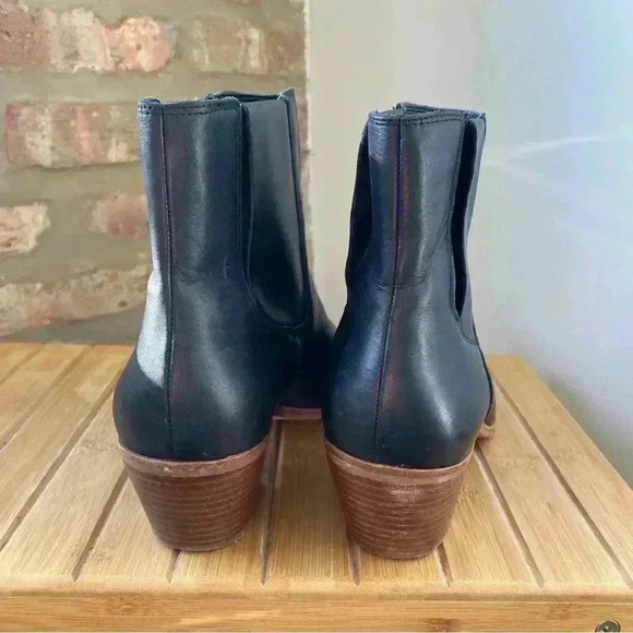 Sole Society Black Leather Cowboy Booties - Size 11M / 43 - Lolanna Pointed Toe - Picture 10 of 12